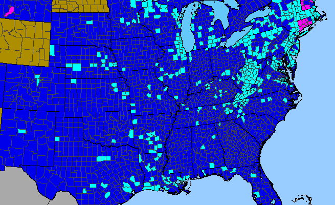 The range of Iris pseudacorus